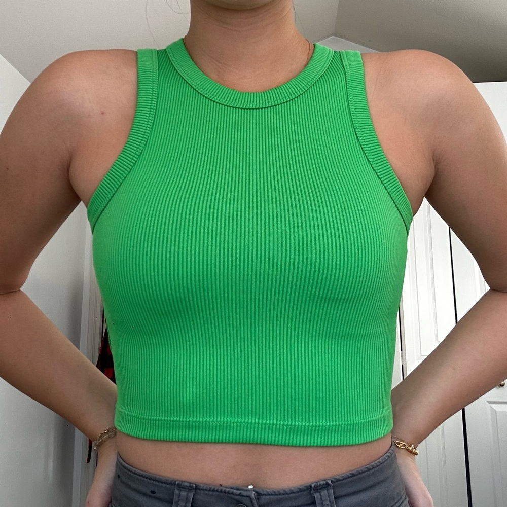 H&M Vibrant Green Ribbed Tank Top